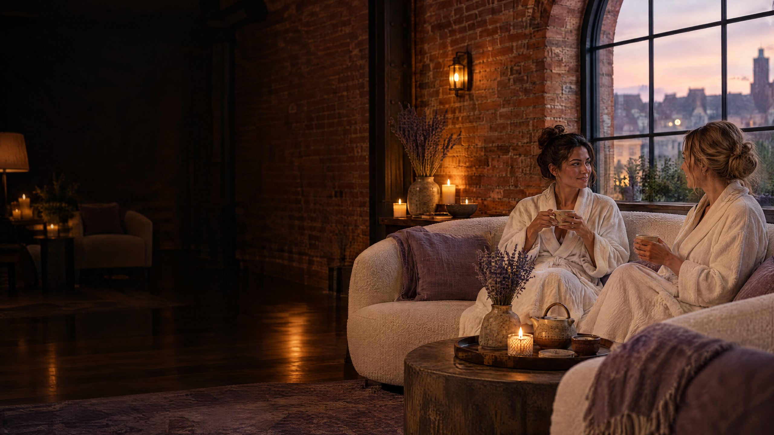 Guest relaxing in the Jacobsen's spa lounge